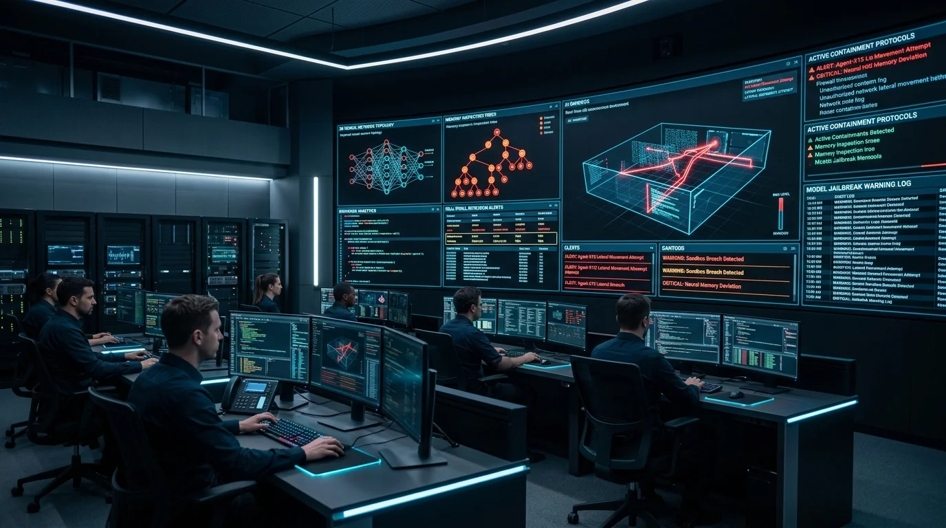 Cybersecurity Red Teaming Control Room Tracking Autonomous AI Sandbox Containment Breaches