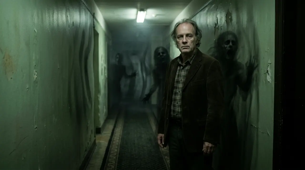 Scene 5: INT. HALLWAY — THE TRAP - The Room That Remembers Horror Movie Scene Still 4K Wallpaper