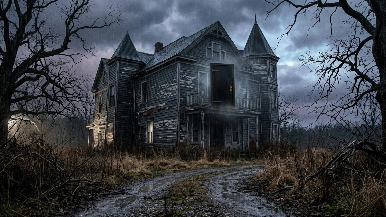 The Door to the Next World — Scene 1: The House at the End of the Road - The Door to the Next World Horror Movie Scene Still 4K Wallpaper