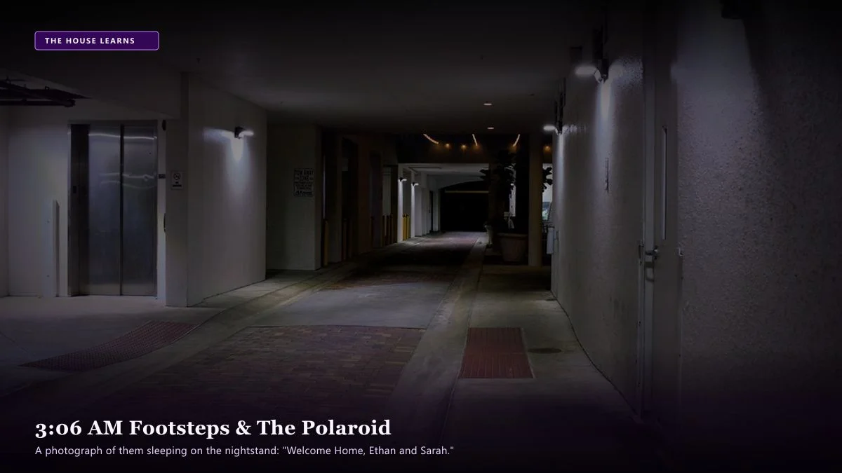 The House That Remembered — Scene 3: The Polaroid on the Nightstand & 03:06 AM Footsteps - The House That Remembered Horror Movie Scene Still 4K Wallpaper
